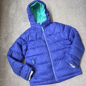 Kids LL Bean Down  Puffer Jacket Girls 10-12 Blue/teal